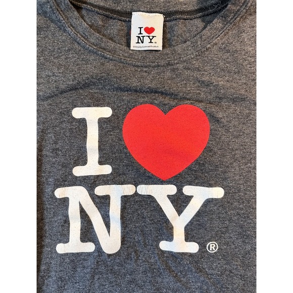 I Love NY Graphic T-Shirt Size M Gray Crew Neck Casual Streetwear Women's - Picture 2 of 4